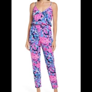 LILLY PULITZER Large High Tide Navy Dante Jumpsuit New with Tags